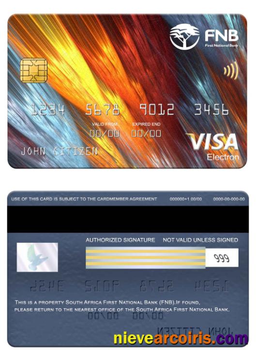 South Africa First National Bank (FNB) visa electron card